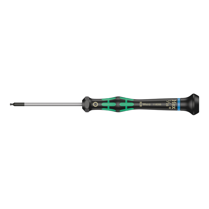 Ball-end hex screwdriver, precision Wera Kraftform Micro 2052, 1/16˝ × 60 mm