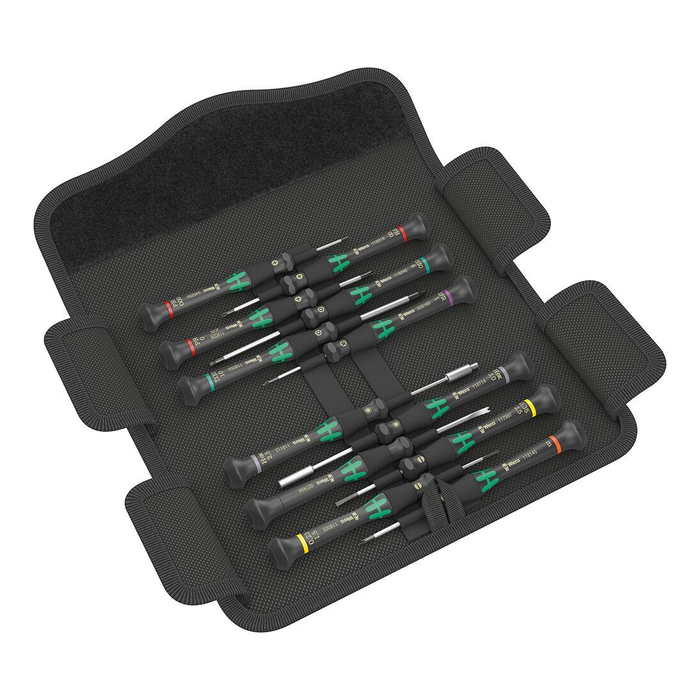 Precision screwdriver set in a pouch Wera Kraftform Micro 12 Electronics 1, 12 pieces