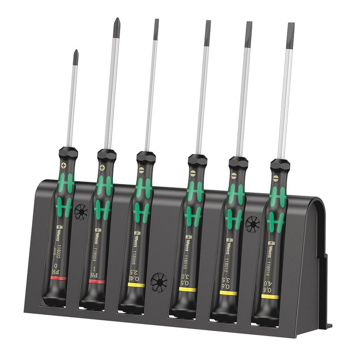6-piece precision screwdriver set with a rack, Wera Kraftform Micro 2035/6 B