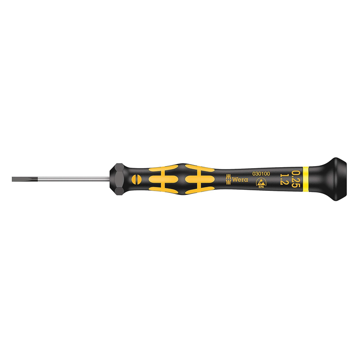 Slotted precision screwdriver, ESD Wera Kraftform Micro 1578 A ESD, 1.2 × 0.25 × 40 mm