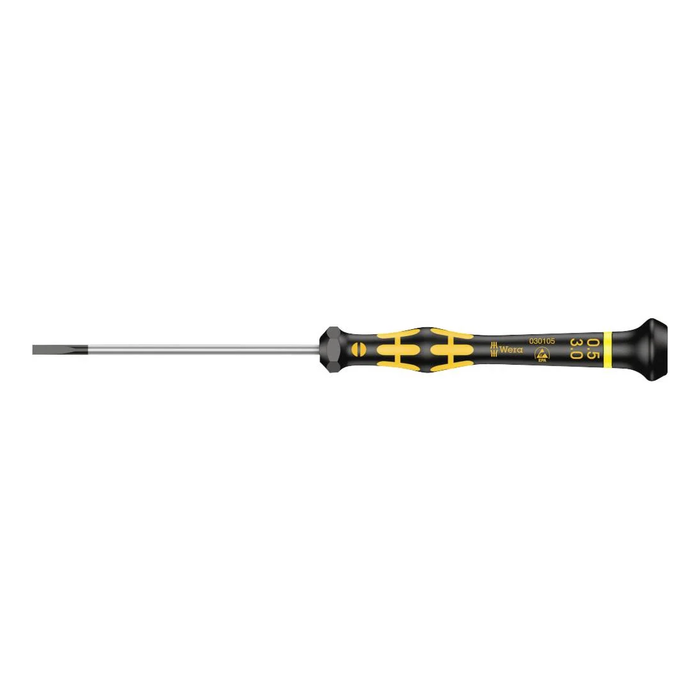 Slotted precision screwdriver, ESD Wera Kraftform Micro 1578 A ESD, 3.0 × 0.50 × 80 mm