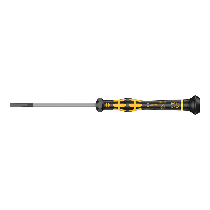 Slotted precision screwdriver, ESD Wera Kraftform Micro 1578 A ESD, 3.5 × 0.60 × 80 mm