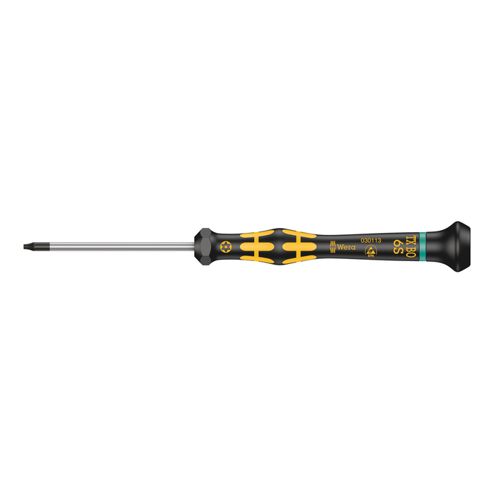 防篡改 TORX® 螺丝刀, 精密 ESD Wera Kraftform Micro 1567 TORX® BO ESD, TX 6 × 60 mm