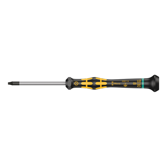 防篡改 TORX® 螺丝刀, 精密 ESD Wera Kraftform Micro 1567 TORX® BO ESD, TX 8 × 60 mm