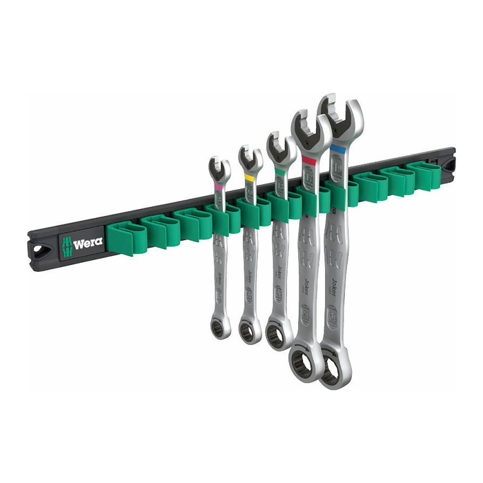 Magnetic rail Wera 9631 with 6000 Joker 2 combination ratcheting wrench set, 5 pieces