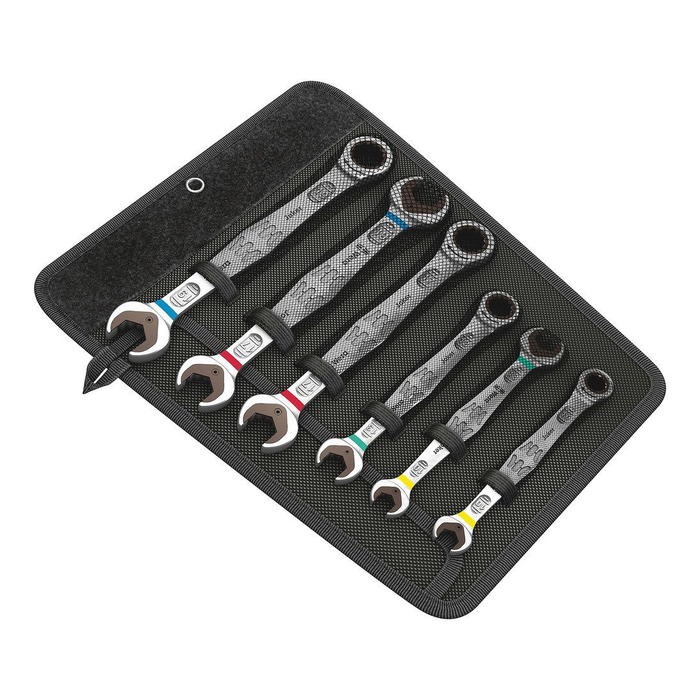 Kombine cırcırlı anahtar ve çift ağızlı anahtar seti Wera 6000/6002 Joker 6 Set 1, keseli
