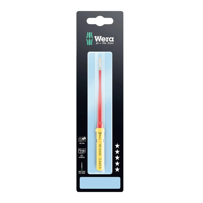 Slotted interchangeable blade 3.5 × 0.6 × 157 mm, VDE, stainless steel Wera Kraftform Kompakt VDE 3060 iS Take it easy SB