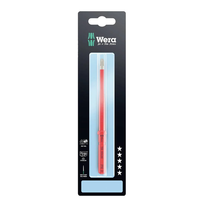 Výměnná Phillips čepel PH 2 × 157 mm, VDE, nerezová ocel Wera Kraftform Kompakt VDE 3062 iS Take it easy SB