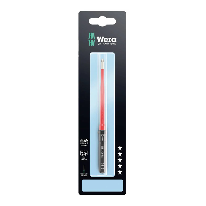 Interchangeable Pozidriv blade PZ 1 × 157 mm, VDE, stainless steel Wera Kraftform Kompakt VDE 3065 iS PZ Take it easy SB