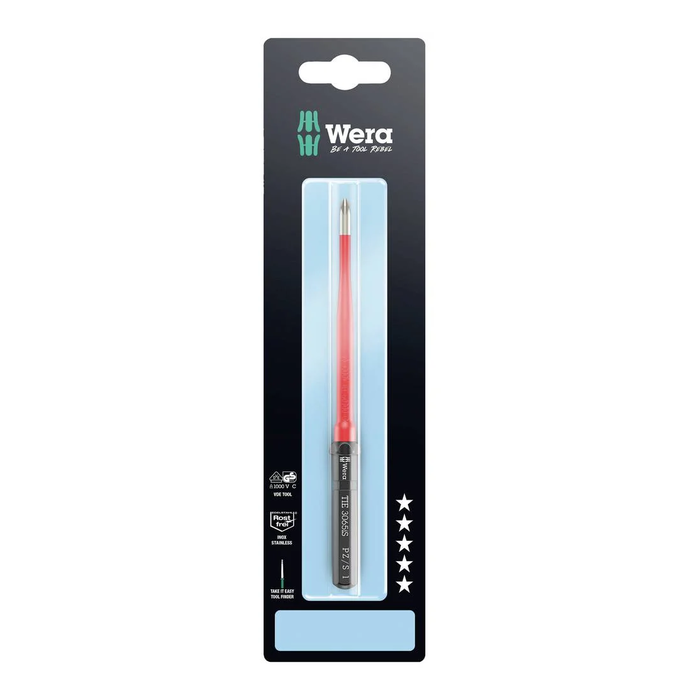 Interchangeable Pozidriv/slotted blade PZ/S 1 × 157 mm, VDE, stainless steel Wera Kraftform Kompakt VDE 3065 iS PZ/S Take it easy SB