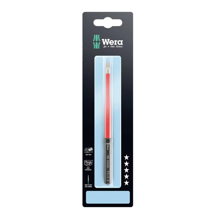 Interchangeable Pozidriv/slotted blade PZ/S 2 × 157 mm, VDE, stainless steel Wera Kraftform Kompakt VDE 3065 iS PZ/S Take it easy SB
