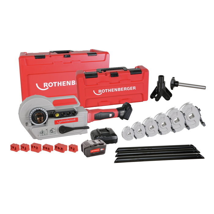 SET: Accu-buigmachine ROBEND 4000 E ROTHENBERGER met buigsegmenten voor buizen Ø12–14–16–18–22–28 mm, CAS