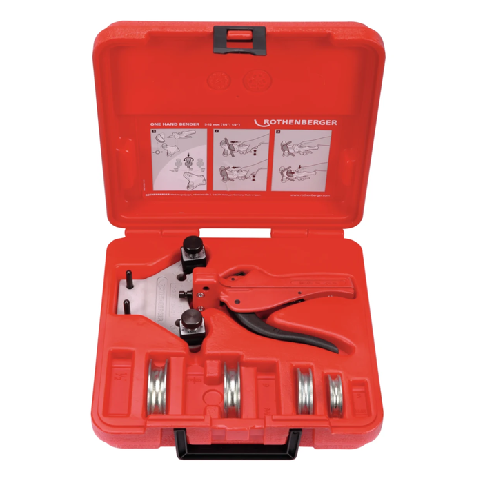 SET: Handmatige pijpbuiger TUBE BENDER ROTHENBERGER met buigsegmenten voor buizen Ø6–8–10–12 mm