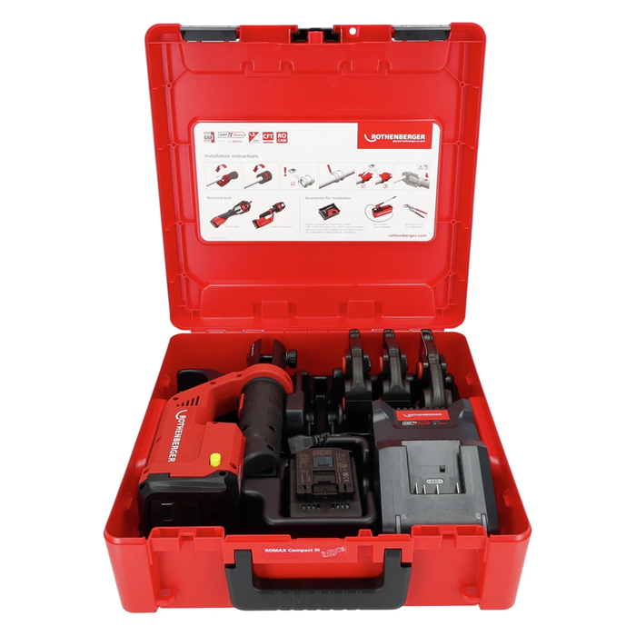 SET: Cordless press machine ROMAX COMPACT III ROTHENBERGER with U 16–20–25 mm jaws, AMPShare