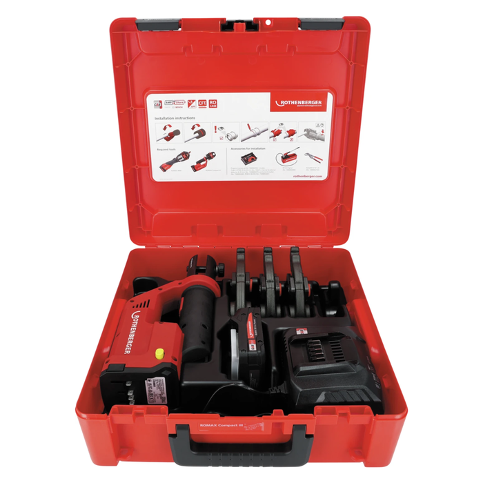 SET: Cordless press machine ROMAX COMPACT III ROTHENBERGER with TH 16–20–26 mm jaws, CAS