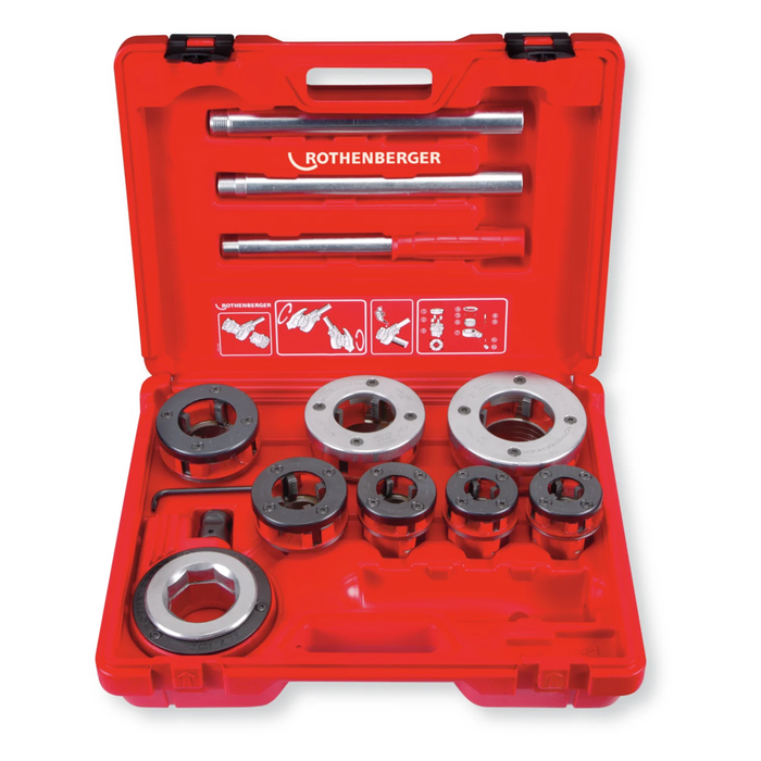 SET: Manual threader ROTHENBERGER SUPER CUT with threading heads BSPT R 1/2–2″