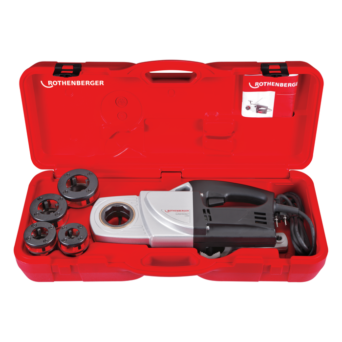 套装：电动套丝机 ROTHENBERGER SUPERTRONIC 1250 230 V，包含 BSPT R 1/2– 1 1/4″ 套丝头