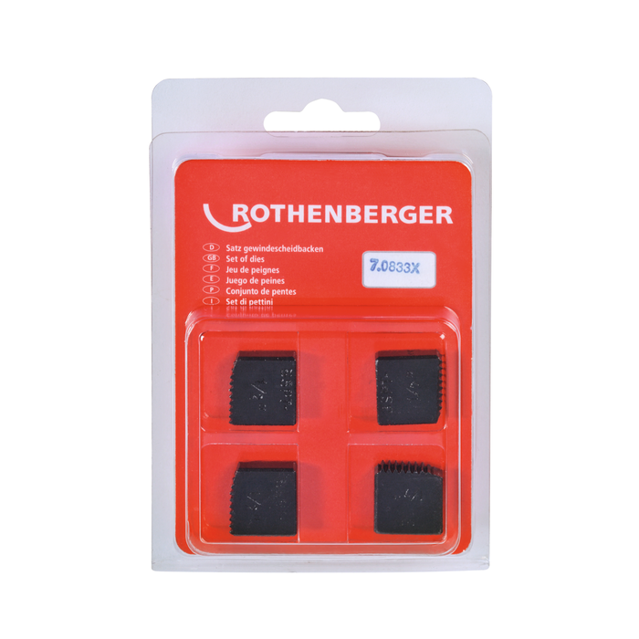 Súprava 4 závitorezných nožov ROTHENBERGER, BSPT R, 1/2″
