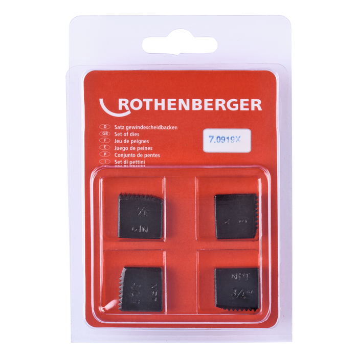 Komplet 4 narzynek gwintujących ROTHENBERGER, NPT, 3/4″