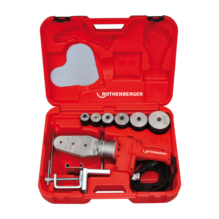 SET: Elektronisches Muffenschweißgerät für Rohre Ø20–63 mm. ROTHENBERGER ROWELD P63 S-6 Sword, 230 V