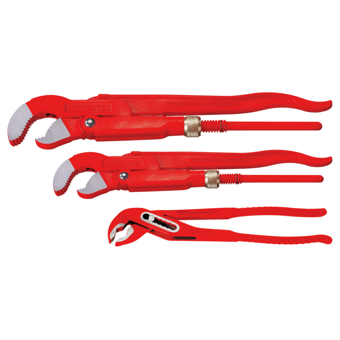 Set med tre rörtänger ROTHENBERGER, SUPER S 1″, 1 1/2″ och polygriptång SP 10″