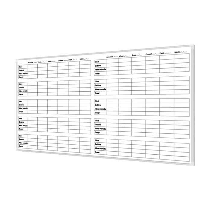 Ukentlig monteringsplanlegger 150 × 100 cm, magnetisk tørrslett