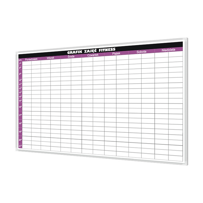 Fitness tidsplan planlægger 170 × 100 cm, magnetisk tørreslette