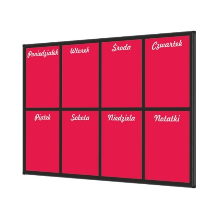 Planificateur hebdomadaire 200 × 120 cm, W3 rouge
