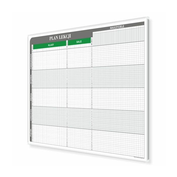 T3 ders planı 30 sınıf, 30 oda ve 45 öğretmen için 197 × 92 cm, manyetik kuru silinebilir