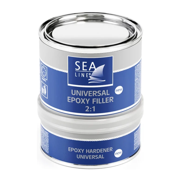 Sea-Line universal epoxy putty 2:1, base and hardener set, light grey, 750 g