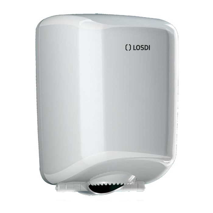 Roll paper towel dispenser LOSDI Elegance, controlled dispensing system, white ABS