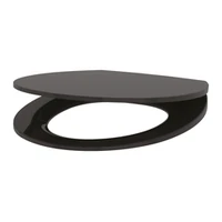Foto de Asiento de inodoro Slim con cierre amortiguado con tapa, para WC DELABIE BCN, Duroplast negro