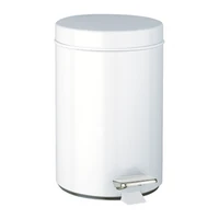 Photo of DELABIE round waste bin with foot pedal, 3 L, white epoxy stainless steel
