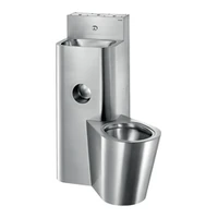 Foto af Modul DELABIE KOMPACT, vask og gulvstående toilet til højre, varmt/koldt vand, vandalsikret