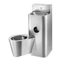 Foto af Modul DELABIE KOMPACT, vask og væghængt toilet til venstre, med cisterne, vandalsikret