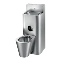Foto af Modul DELABIE KOMPACT, vask og væghængt toilet centralt, med cisterne, vandalsikret