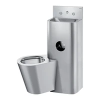 Foto af Modul DELABIE KOMPACT TC, vask og væghængt toilet til venstre, bagvægsmontering, vandalsikret