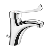 Foto di Miscelatore meccanico da piano DELABIE per lavabo, altezza bocca 85 mm, con tirante e piletta, maniglia HIGIENA