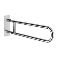 Foto av Uppfällbart stödhandtag DELABIE Basic för personer med funktionsnedsättning, Ø32, längd 850 mm, satinfinish rostfritt stål