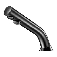 Photo of DELABIE BLACK BINOPTIC deck-mounted electronic tap, M3/8", 230/12V mains supply with transformer, spout height 90mm, matte black