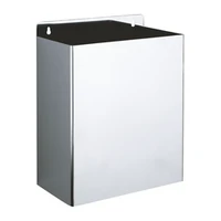 Photo of DELABIE wall-mounted rectangular 13L waste bin, without lid, bright stainless steel