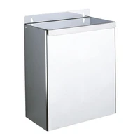 Photo of DELABIE wall-mounted rectangular 13L waste bin, with lid, bright stainless steel