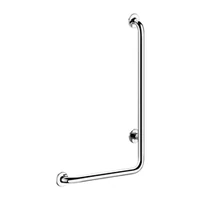 Photo of DELABIE L-shaped shower grab bar, left, for people with disabilities, Ø32, height 750mm, bright stainless steel