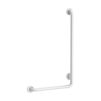 Photo of DELABIE L-shaped shower grab bar for people with disabilities, Ø32, height 750mm, antibacterial white nylon