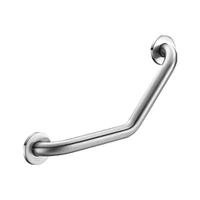 Foto af 135° vinkelstøttegreb DELABIE for handicappede, Ø32, 220 × 220 mm, 2 punkter, satin rustfri stål