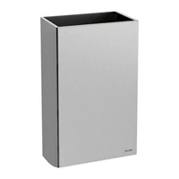Photo of DELABIE wall-mounted rectangular 20L waste bin, without lid, satin stainless steel