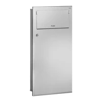 Photo of DELABIE 18L recessed waste bin, with PUSH flap, satin stainless steel