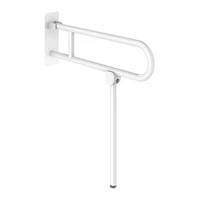 Foto af Vipbart buet støttegreb med støtteben DELABIE Basic, for handicappede, Ø32, længde 760 mm, hvid epoxy rustfri stål