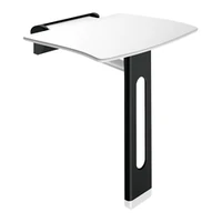 Photo of DELABIE Be-Line® lift-up and removable shower seat with leg, for people with disabilities, matte black finish