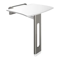 Photo of DELABIE Be-Line® lift-up and removable shower seat with leg, for people with disabilities, metallic anthracite finish